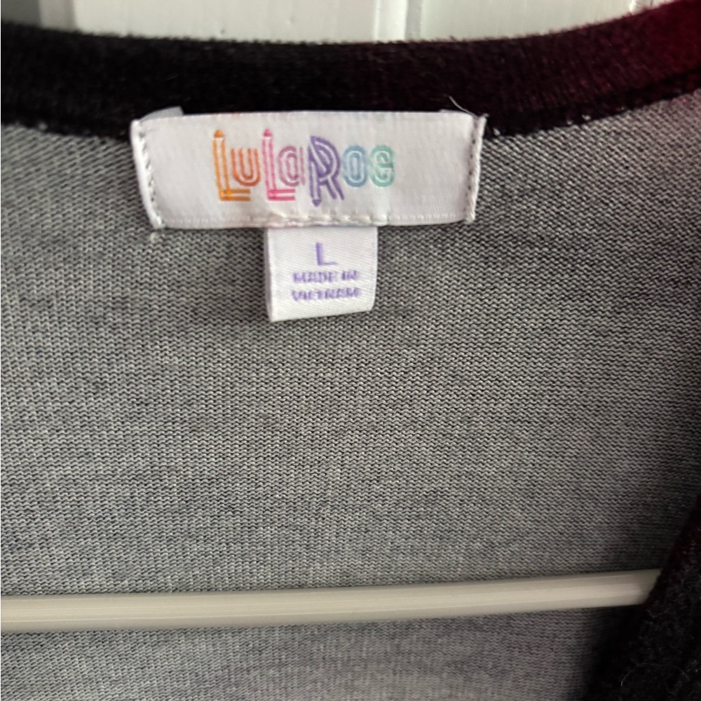 LuLaRoe Sarah Duster Cardigan – Size L – Black Neon Heart Print